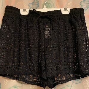 Time and Tru Black High Waist Lace Shorts
